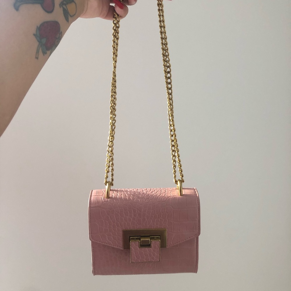 Pink Croc Crossbody Bag